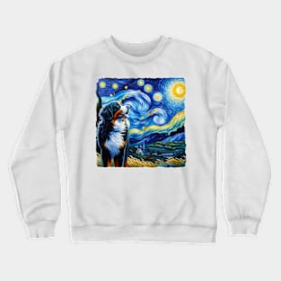 Starry Bernese Mountain Dog Portrait - Pet Portrait Crewneck Sweatshirt